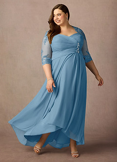 Azazie Anne Mother of the Bride Dresses Steel Blue Sheath Sweetheart Sequins Lace Dress image12