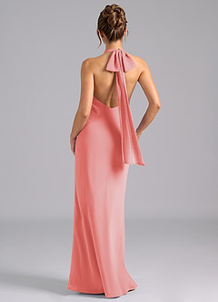 Azazie Velli Bridesmaid Dresses Coral Mermaid Bow Chiffon Dress image2