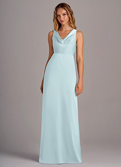 Azazie Wrenlee Brautjungfernkleider A-Linie Stretch-Satin Kleid Seegrün image4