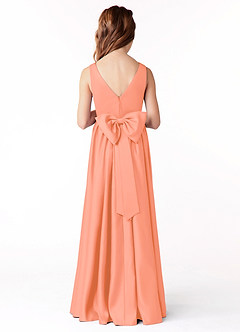 Azazie Hathaway Junior A-Linie Schleifen Matte Satin Kleid Sonnenuntergang image2