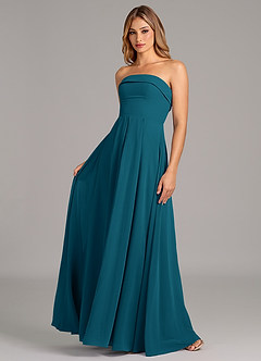 Azazie Lucienne Bridesmaid Dresses Ink Blue A-Line Strapless Chiffon Convertible Dress image1