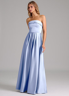Azazie Lucienne Bridesmaid Dresses Ice A-Line Strapless Stretch Satin Convertible Dress image6