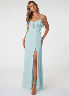 Azazie Natalia Bridesmaid Dresses Mist A-Line Chiffon Dress image1