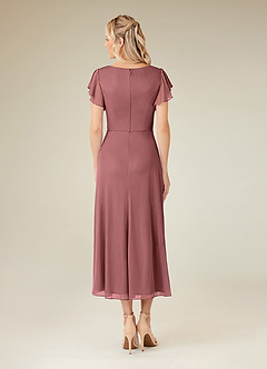 Azazie Vera Mother of the Bride Dresses Desert Rose A-Line V-Neck Pleated Mesh Dress image4