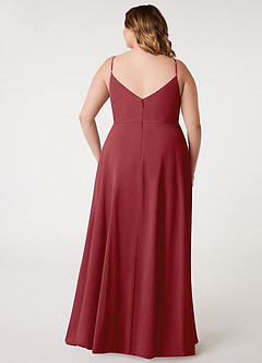 Azazie Daenerys Bridesmaid Dresses Pomegranate A-Line Cowl Chiffon Dress image9