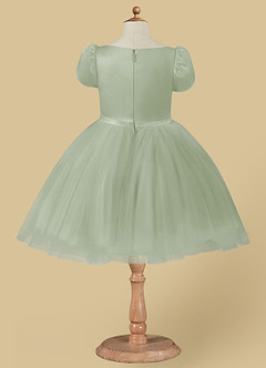 Azazie Malinda Final Sale Dusty Sage Ball-Gown with Sleeves Tulle Dress image5