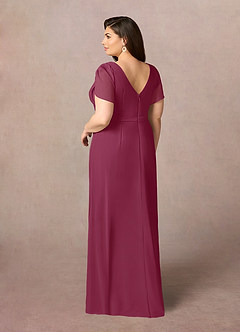 Azazie Marianne Mother of the Bride Dresses Mulberry Sheath V-Neck Pleated Chiffon Dress image9
