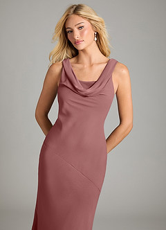 Azazie Rylina Bridesmaid Dresses Desert Rose Mermaid Pleated Chiffon Dress image3