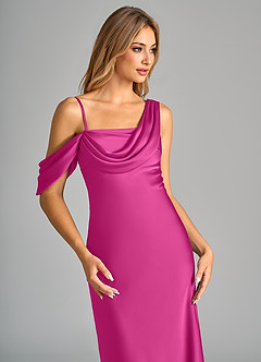 Azazie Celina Vestidos de damas de honor Vestido de Fucsia de Satén Elástico de Corte Recto con Vestidos sin tirantes image7