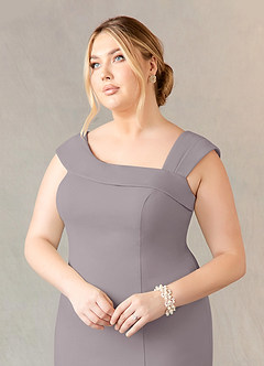 Azazie Ellen Final Sale Dusk Sheath Side Slit Stretch Crepe Dress image10