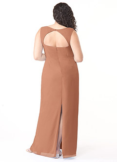 Azazie Flori Bridesmaid Dresses Bronzer Sheath Square Neckline Chiffon Dress image8