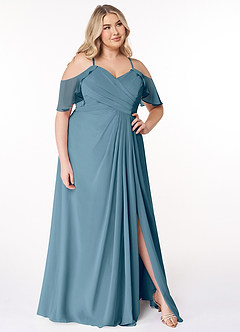 Azazie Dakota Bridesmaid Dresses Bermuda A-Line V-Neck Pleated Chiffon Dress image16