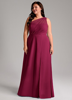Azazie Phaedra Bridesmaid Dresses Burgundy A-Line One Shoulder Chiffon Dress image14