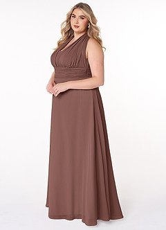 Azazie Fifi Bridesmaid Dresses Espresso A-Line Strapless Chiffon Convertible Dress image15