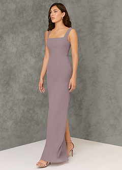 Azazie Flori Bridesmaid Dresses Dusk Sheath Square Neckline Chiffon Dress image4