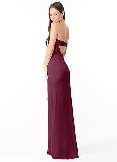 Azazie Leonis Bridesmaid Dresses Mulberry Mermaid Pleated Stretch Satin Convertible Dress image7