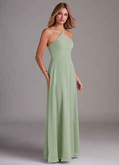 Azazie Bailey Bridesmaid Dresses Dusty Sage A-Line Halter Side Slit Chiffon Dress image6