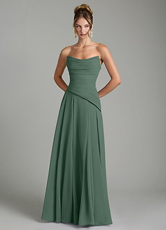 Azazie Gabriela Bridesmaid Dresses Eucalyptus A-Line Corset Chiffon Dress image7