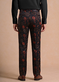 front Caleb Black Vintage Halloween Print Dress Pants