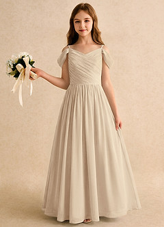 Azazie Chelo Girls Formal Flower Girl Klänningar Klä A-Linje i Chiffong Plisserad image3