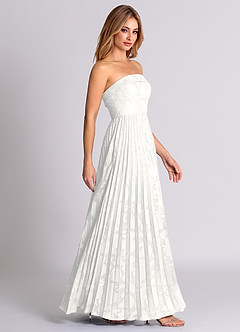 Azazie Mariana Bridesmaid Dresses White A-Line Strapless Floral Burnout Convertible Dress image6