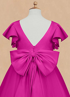 Azazie Kaeya Flower Girl Dresses Fuchsia A-Line Bow Tulle Dress image8