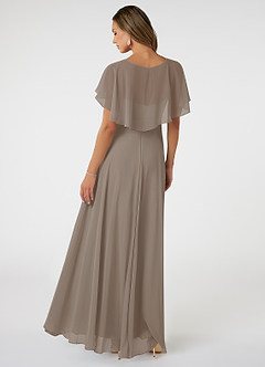 Azazie Jamie Bridesmaid Dresses Taupe A-Line Chiffon Dress image5