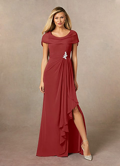 Azazie Mary Mother of the Bride Dresses Rust A-Line Side Slit Chiffon Dress image1