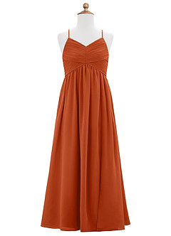 Azazie Alia Junior Burnt Orange A-Line Pleated Chiffon Dress image6