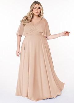 Azazie Pamela Bridesmaid Dresses English Rose A-Line V-Neck Pleated Chiffon Dress image8
