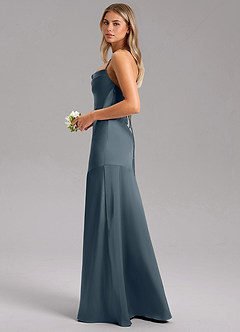 Azazie Grata Robes de demoiselle d'honneur Robe Sirène en Satin extensible Fente Latérale Violet Crépusculaire image5