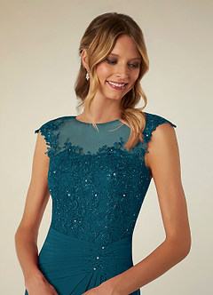 Azazie Libby Mère de la mariée Robes Robe Trapèze en Mousseline de soie Paillettes en forme de coquille Bleu Encre image5