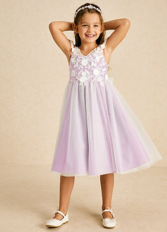 Azazie Sunnie Flower Girl Dresses Candy Pink A-Line Lace Tulle Dress image4