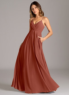 Azazie Amani Suknie dla druhen Linia A Pofałdowany Szyfon Do ziemi Sukienka image1