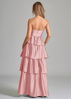 Azazie Faye Robes de demoiselle d'honneur Robe Trapèze en Satin extensible Rayé Rose Poudré image7