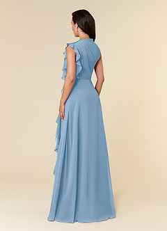 Azazie Narine vestidos de madre de la novia Vestido de Azul Pálido de Gasa de Corte en A con Cuello alto plisado image4