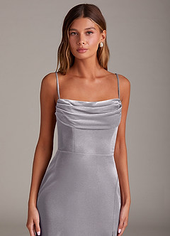 Azazie Saige Bridesmaid Dresses French Lilac Sheath Off the Shoulder Velvet Convertible Dress image2