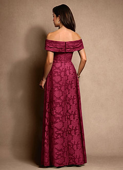 Azazie New Britain Mère de la mariée Robes Robe Trapèze en Blumen-Burnout Plissée Bourgogne image3