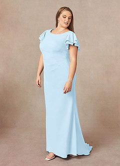 Azazie Peppermint Mère de la mariée Robes Robe Sirène en Crêpe Élastique Encadrement froncé Bleu Ciel image9