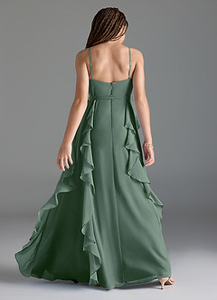 Azazie Peyton Junior Eucalyptus A-Line V-Neck Cascading Ruffles Chiffon Dress image5
