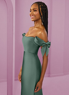 Barbie ♥ Azazie Brudtärnklänningar Klänning av Tubklänning i Stretch Satin Av axeln Eukalyptus Konvertibel image6