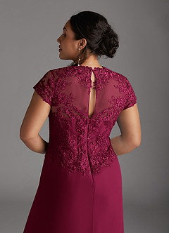 Azazie Junie vestidos de madre de la novia Vestido Borgoña de Gasa de Corte en A con Encaje image9