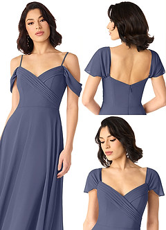 Azazie Tancie Vestidos de damas de honor Vestido de Tormenta de Gasa de Corte en A Convertible con Vestidos sin tirantes image6
