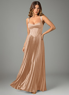 Azazie Avenelle Bridesmaid Dresses English Rose A-Line Corset Stretch Satin Dress image1