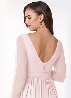Azazie Teton Maternity Bridesmaid Dresses A-Line Long Sleeve Chiffon Floor-Length Dress image6