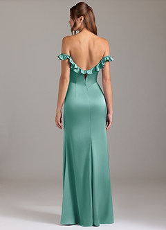 Azazie Callie Brautjungfernkleider Wandelbar A-Linie Gestreift Stretch-Satin Kleid Aqua image7