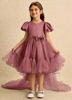Azazie Cocoa Abiti da Ragazza di Fiori Abito Principessa in Tulle Plissettato Ametista image3