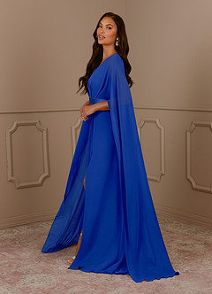 Azazie Isa Kleider für die Brautmutter A-Linie V-Hals Gefaltet Chiffon Kleid Königsblau image2