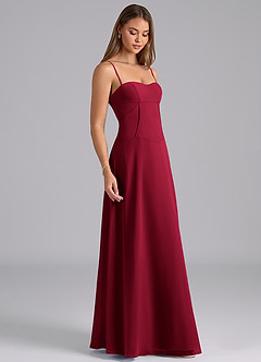 Azazie Valentine Bridesmaid Dresses Burgundy A-Line Corset Chiffon Dress image5