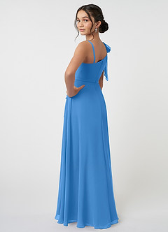 Azazie Aidy Junior A-Linie Schleifen Chiffon Kleid Blauhäher image4